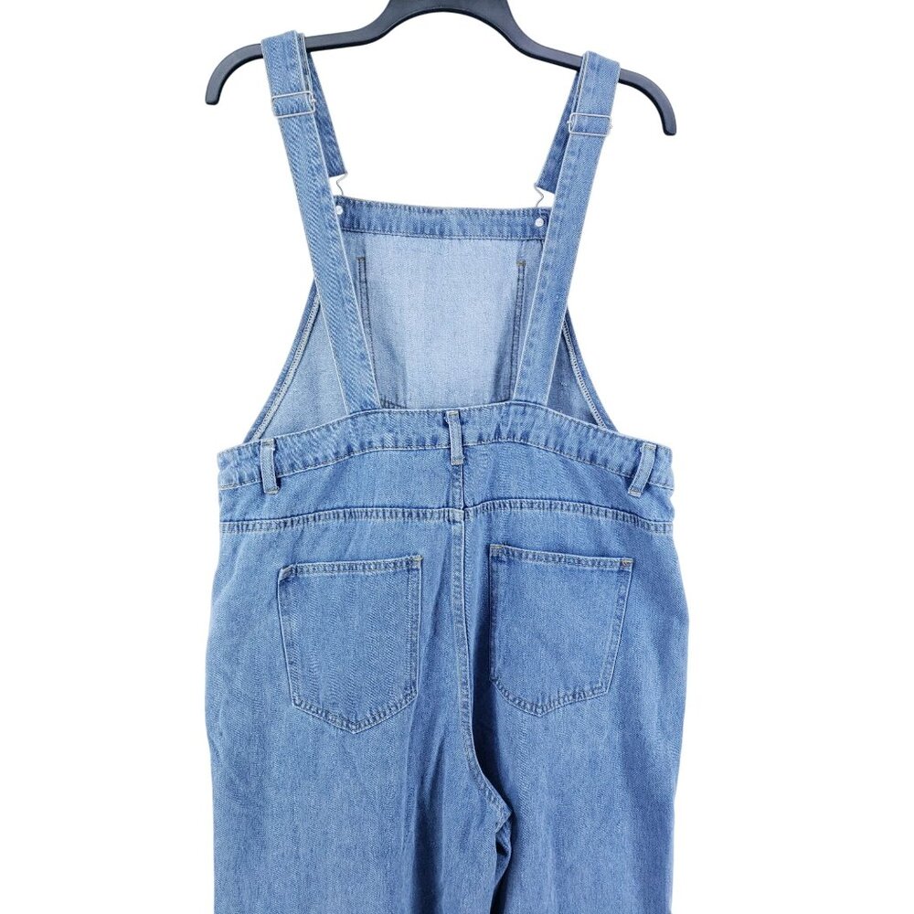Shein Curve Denim Bib Overalls Womens OXL Adjustable Straps Cotton Blend Light W - Picture 3 of 9